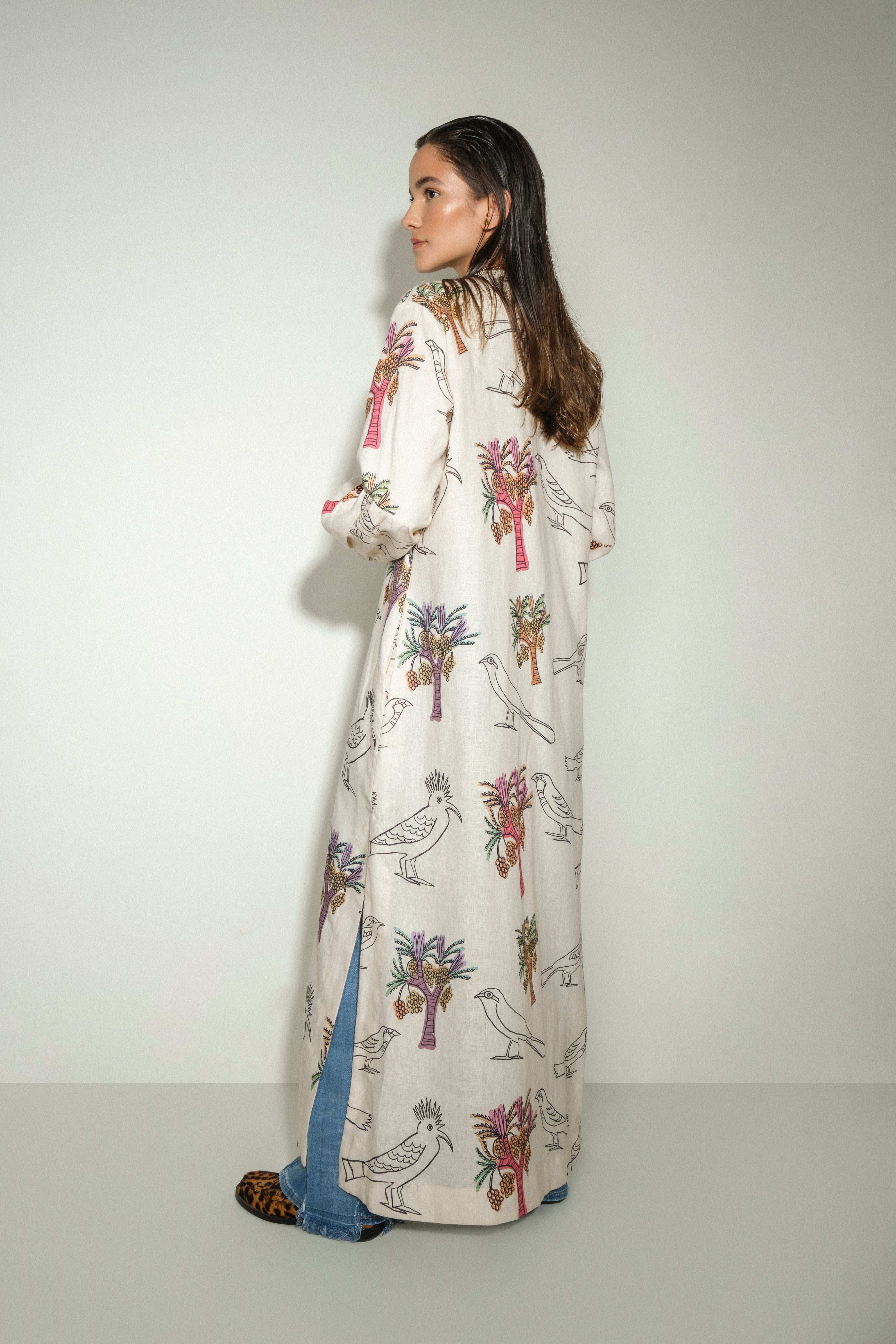 MAU LINEN BIRDS DRESS