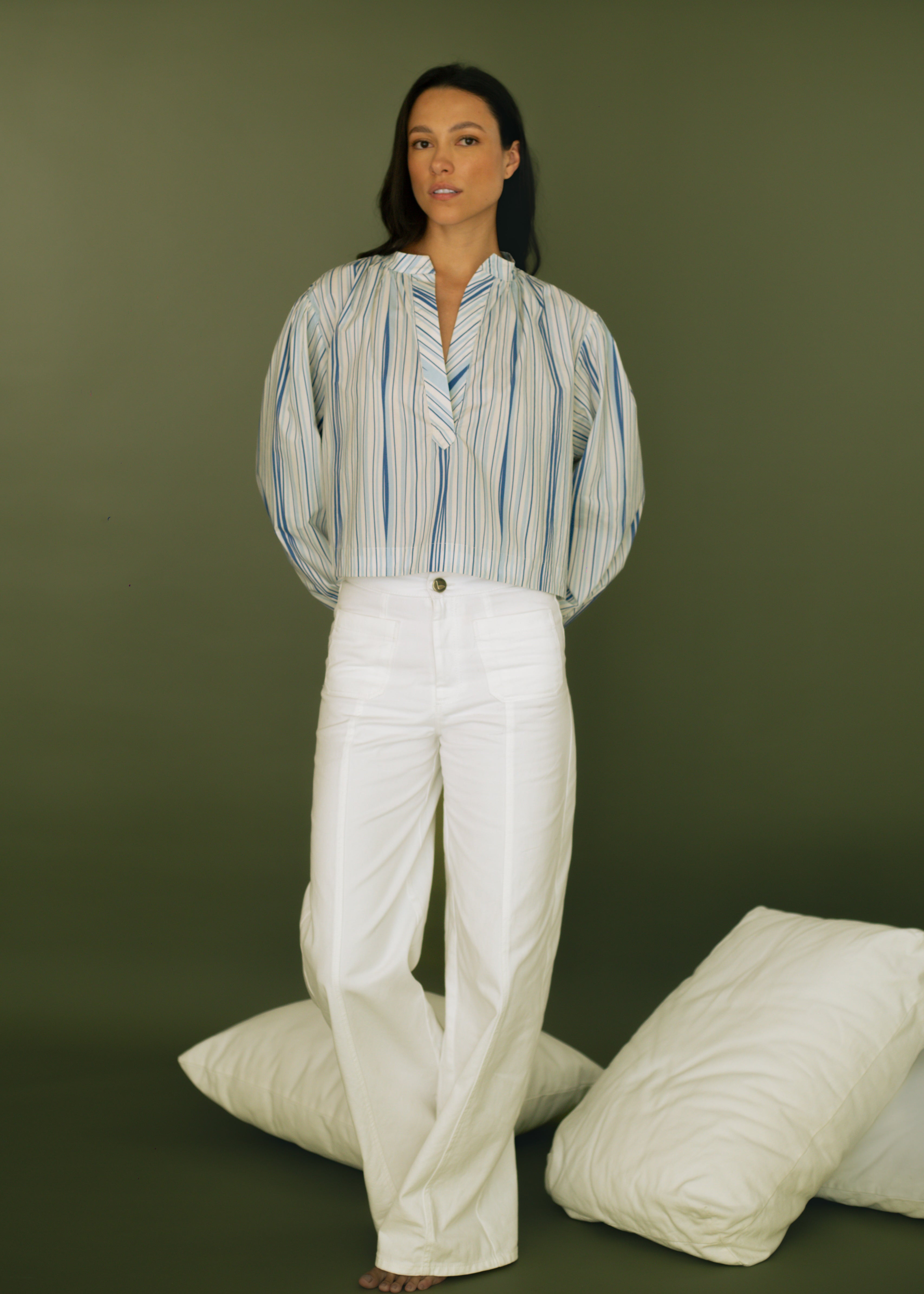 Mansel Blue Stripes Top