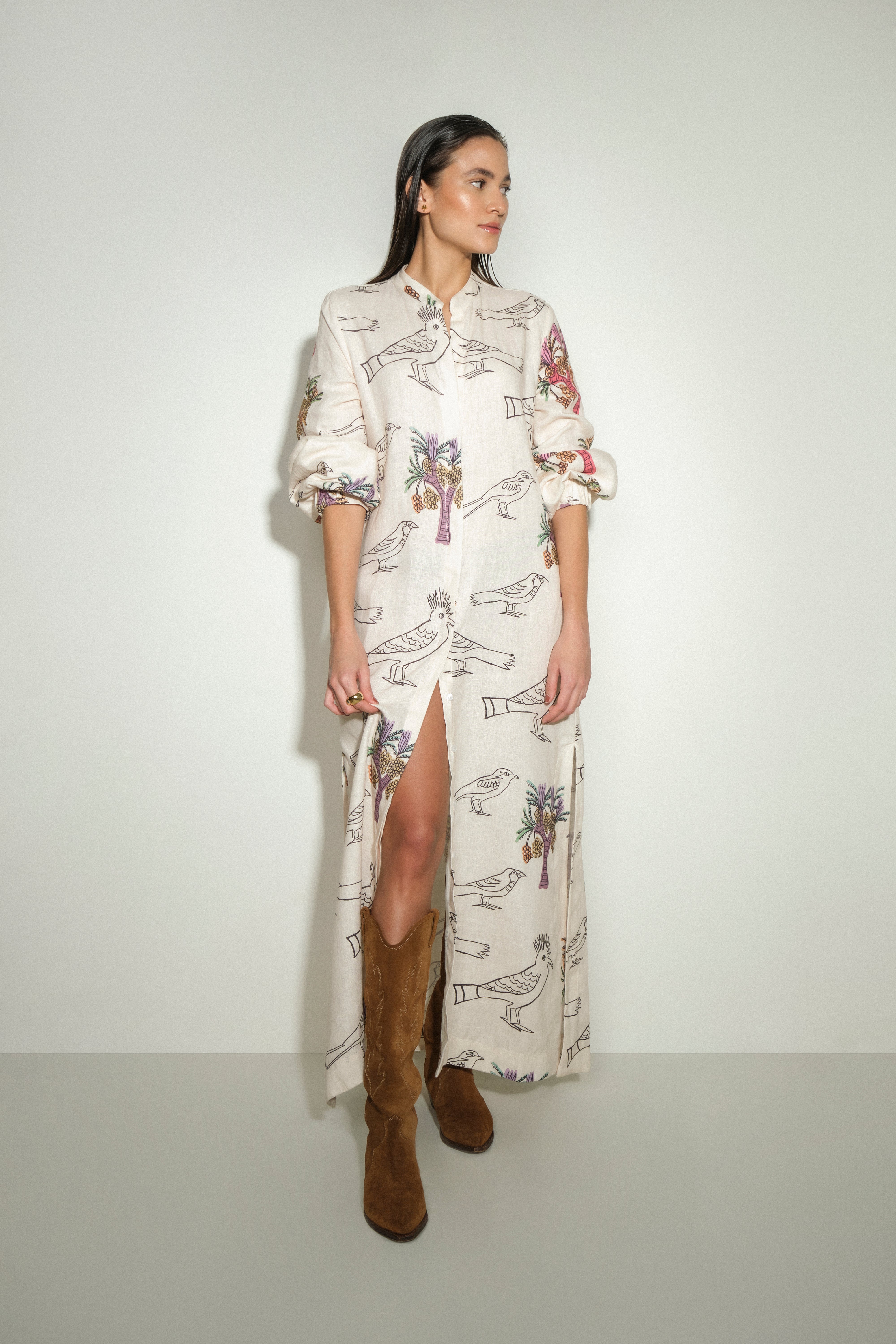MAU LINEN BIRDS DRESS