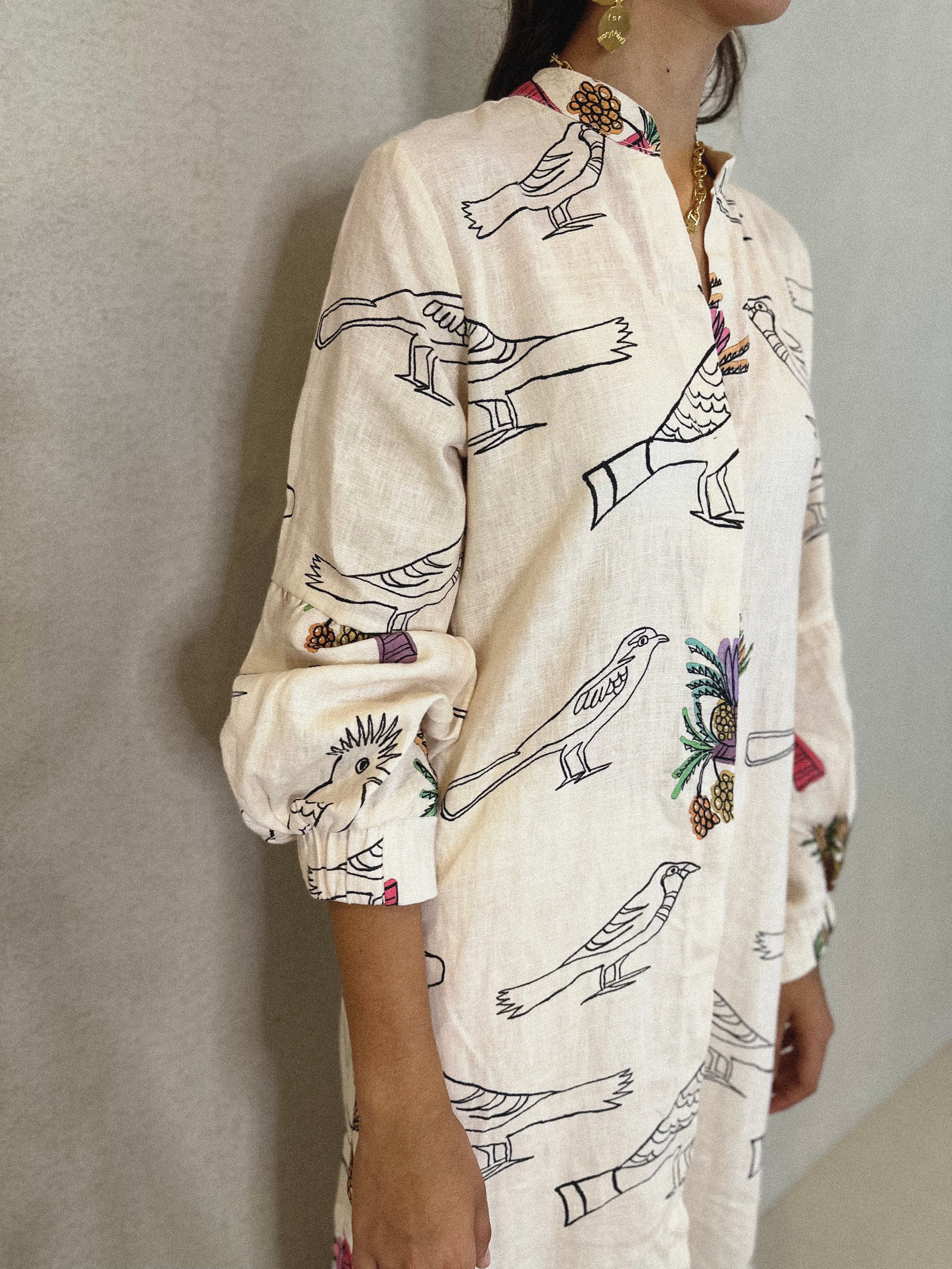 MAU LINEN BIRDS DRESS