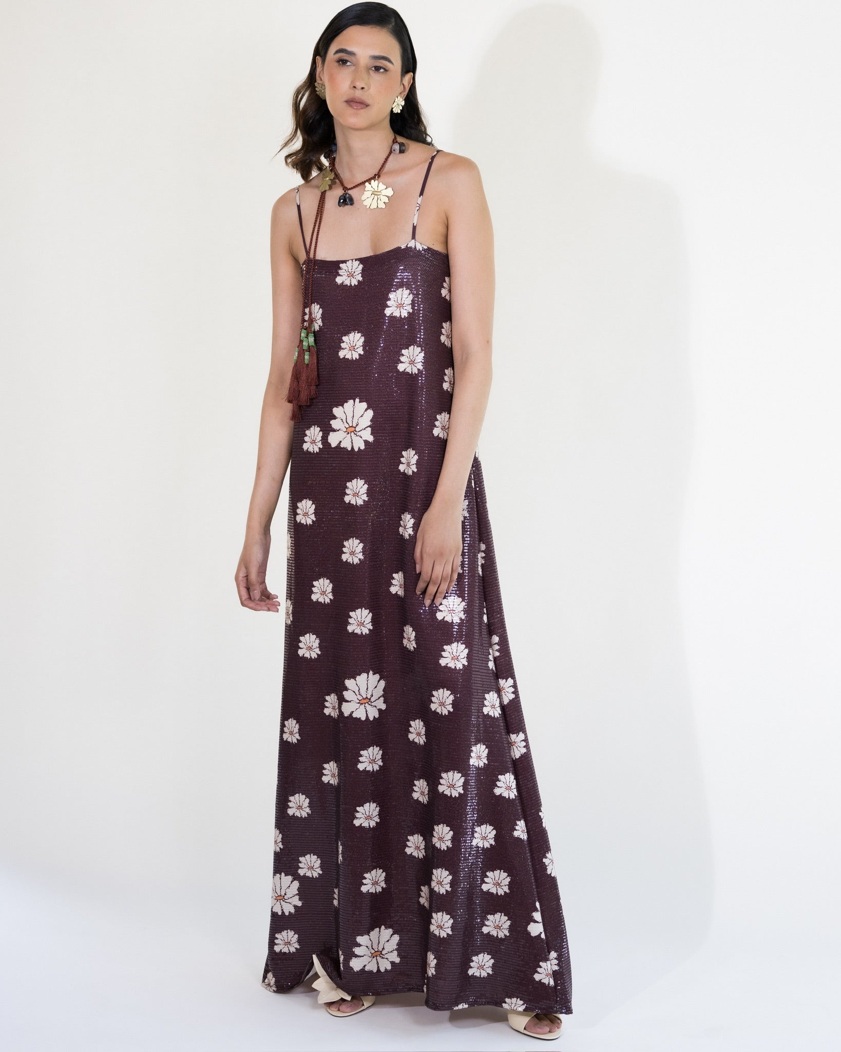 DAISY WINE MAXI DRESS